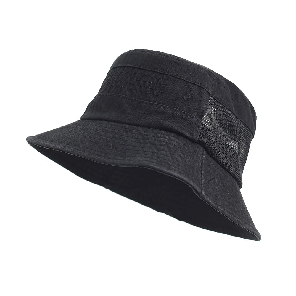 Spring Summer Washed Cotton Mesh Breathable Bucket Hats