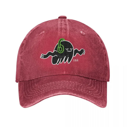 Ferxxo Feid Gost With Headphone Unisex Retro Denim Washed Baseball Caps