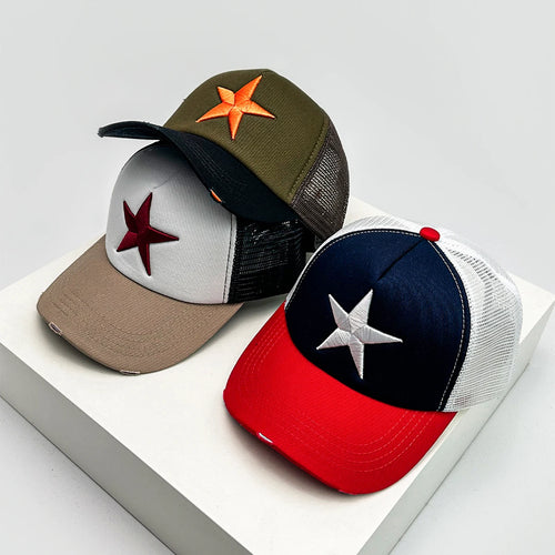 Broken Embroidered Five-pointed Star Baseball Hats