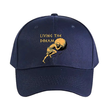 Living The Dream Sisyphus Greek Mythology Meme Baseball Cap Woman Man Adult Summer Adjustable with Curved Brim duckbill cap