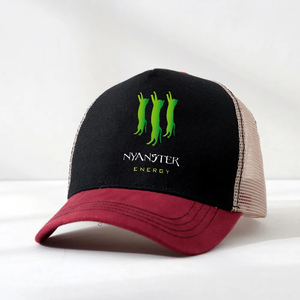 NYANSTER ENERGY Three Green Cats Baseball Cap