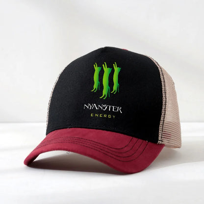 NYANSTER ENERGY Three Green Cats Baseball Cap