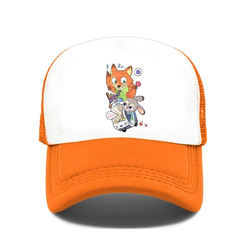 Cartoon Anime Print Baseball Cap Zootopia Judy Nick Sun Mesh Hat