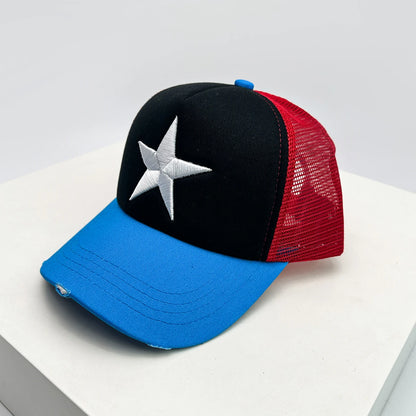 Broken Embroidered Five-pointed Star Baseball Hats