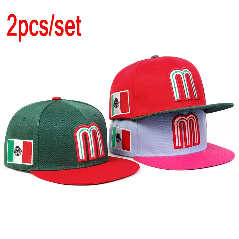 Fashion M Letter Mexico Flag Embroidery Baseball Cap Cotton Snapback Caps