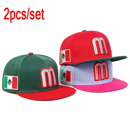 Fashion M Letter Mexico Flag Embroidery Baseball Cap Cotton Snapback Caps