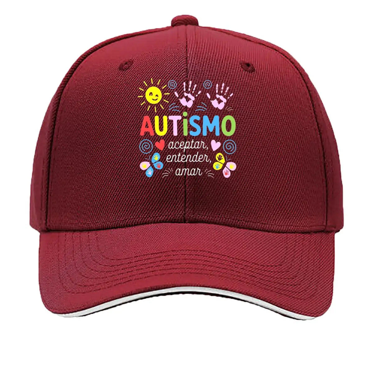 Autismo Colorful Handprints Sun Hearts Sandwich Baseball Cap