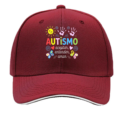 Autismo Colorful Handprints Sun Hearts Sandwich Baseball Cap