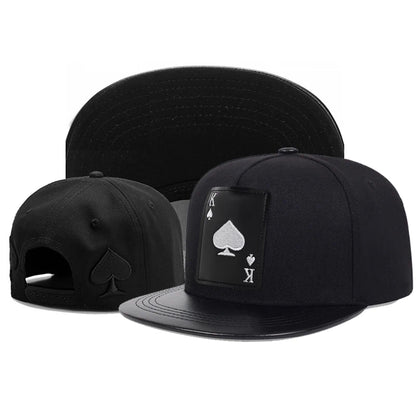 King Leather Playing Card Embroidered Baseball Caps Hip Hop Caps For Men Women Snapback Caps