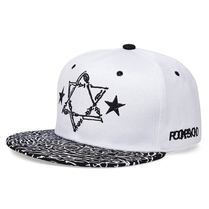 Five-pointed Star Embroidered Flat Brim