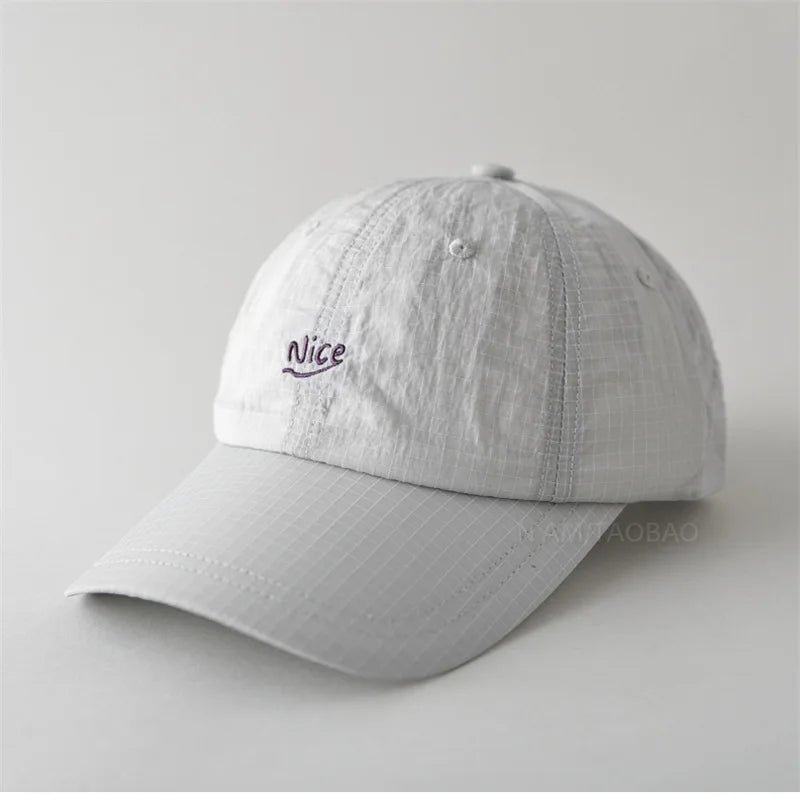 Quick Dry Baseball Cap With Letter Embroidery & Plaid