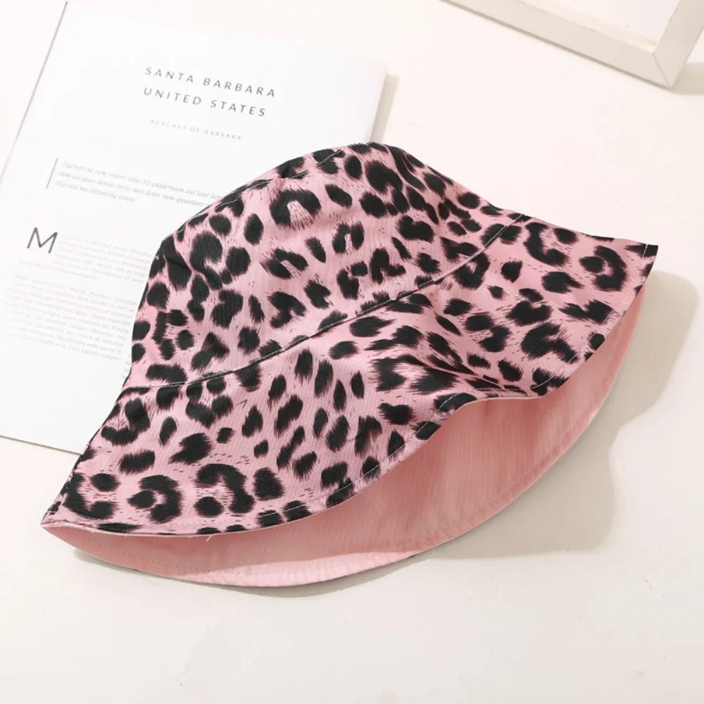 New Versatile Casual Leopard Print Bucket Cotton Breathable Reversible Bucket Hat