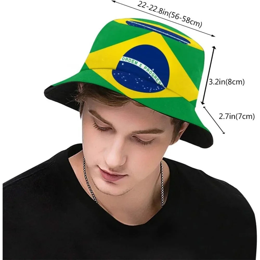 Brazil Flag Fisherman Cap Hip Hop Printing Bucket Hat