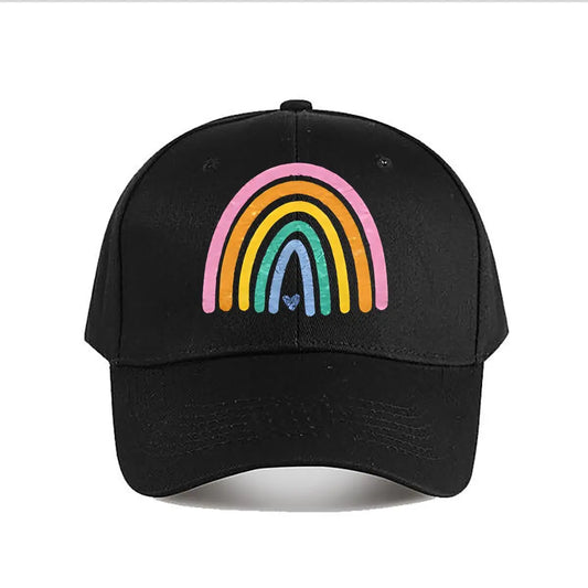 Colorful Textured Rainbow Heart Wall Decor Baseball Cap