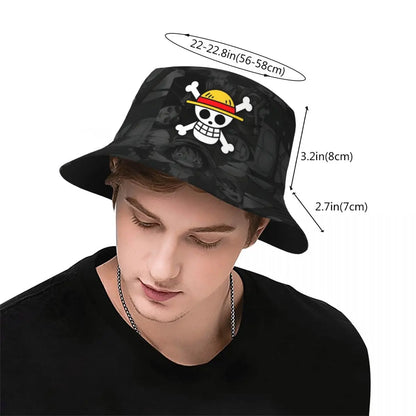 One Piece Straw Hat Luffy Skull Logo Bucket Hat