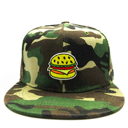 Four Seasons Cotton Hamburger Embroidery Baseball Cap Snapback Hats For Men Women
