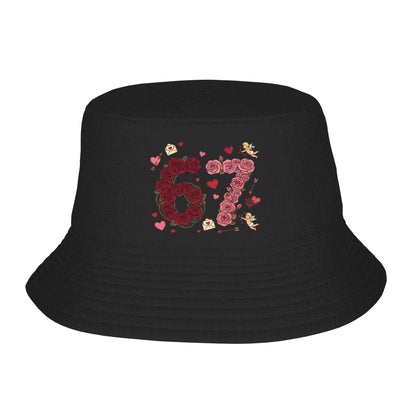 Happy 67 Valentine‘s Day Leopard Plaid Six Seven Bucket Hat