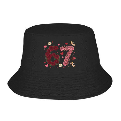 67 Valentines Day Rose Flowers Cupid Hearts Bucket Hat