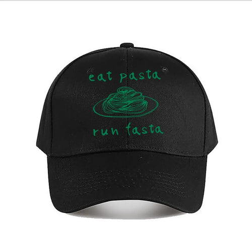 Pink Baseball Cap Eat Pasta Run Fasta Baseball Cap