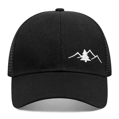 New Simple Christmas Tree Embroidered Mesh Hat Sunshade Hat Baseball Hat