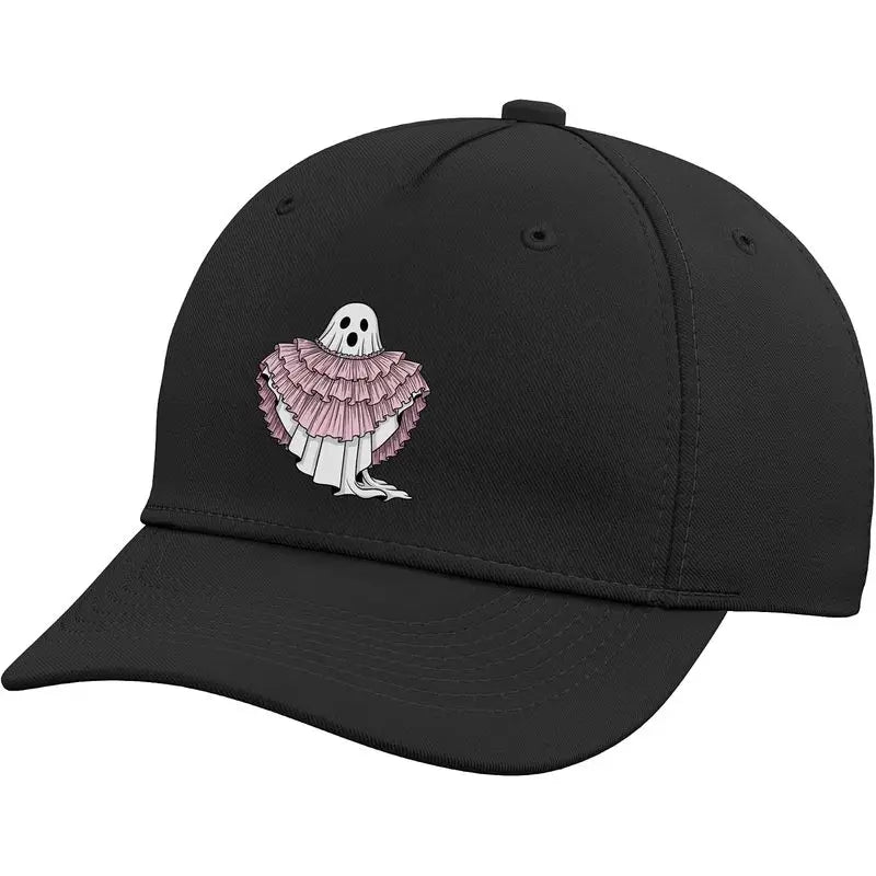 Cute Ruffled Pink Ghost Spooky Season Phantom Adjustable Baseball Hat