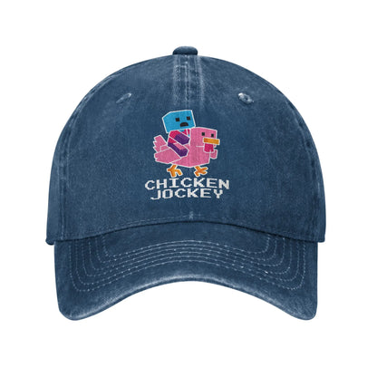 Unisex Chicken Jockey Funny Printed Hat Fashion Distressed Cotton Baseball Cap