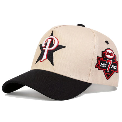 Unisex Five Pointed Star P Letter Embroidery Side 7 Baseball Caps