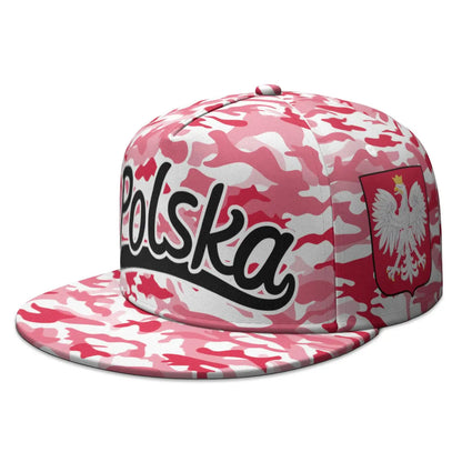 Poland Free Custom Name Logo Print Photo Pol Flat Brimmed Cap Hip-hop Hat Snapback Cap