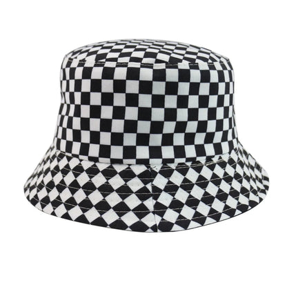 Black And White Checkered Chessboard Checkered Fsherman Hat Bucket Hat