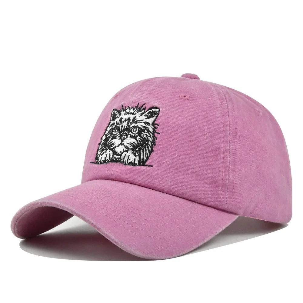 Vintage Cat Embroidery Baseball Cap