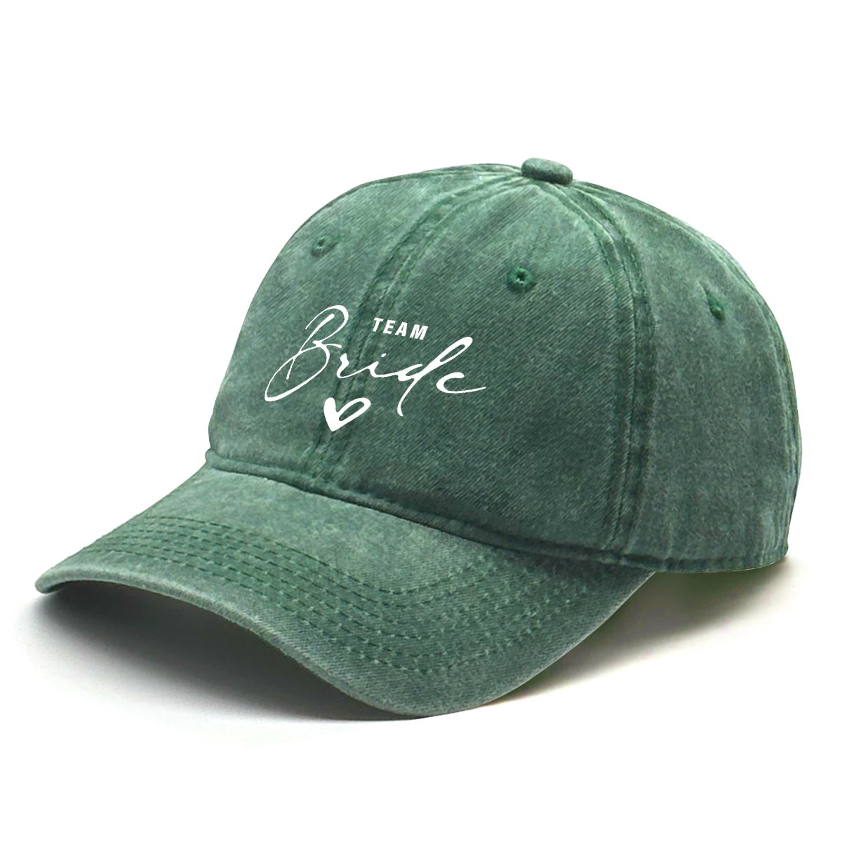 Washed Distressed Snapback Text Team Bride Printed Baseball Hat