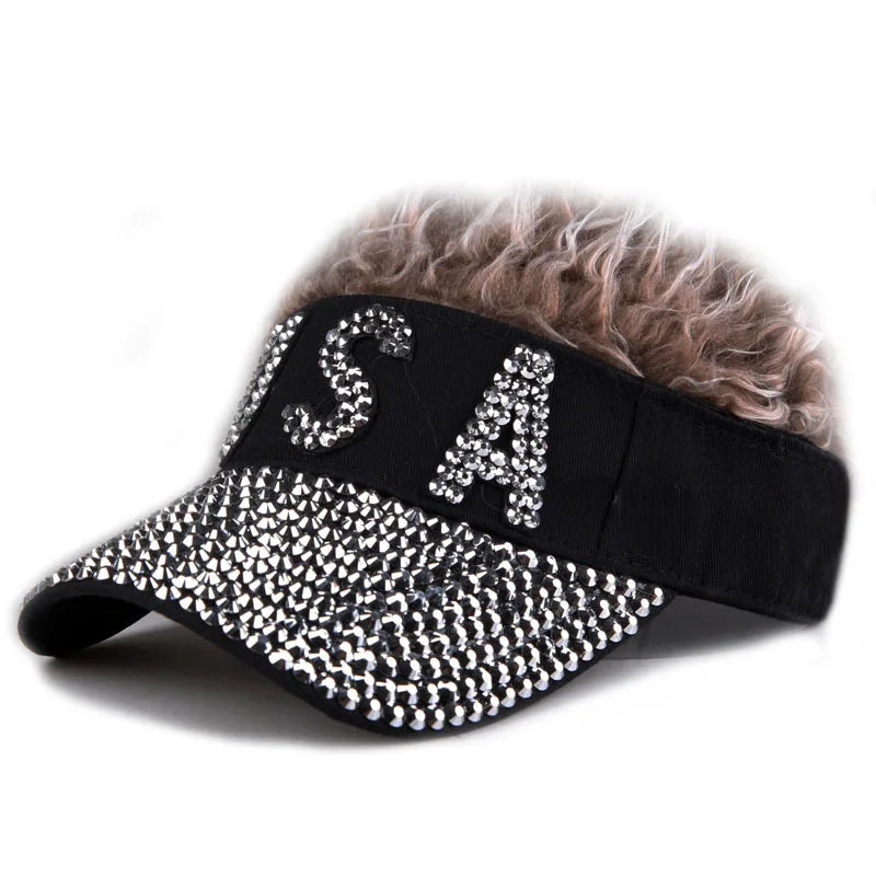 USA Wig Hat Baseball Cap Women Female Male Visors Sun Hat Cotton