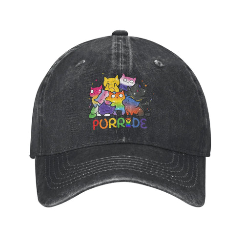 Purride Cat Pride Ally LGBT Rainbow Baseball Caps
