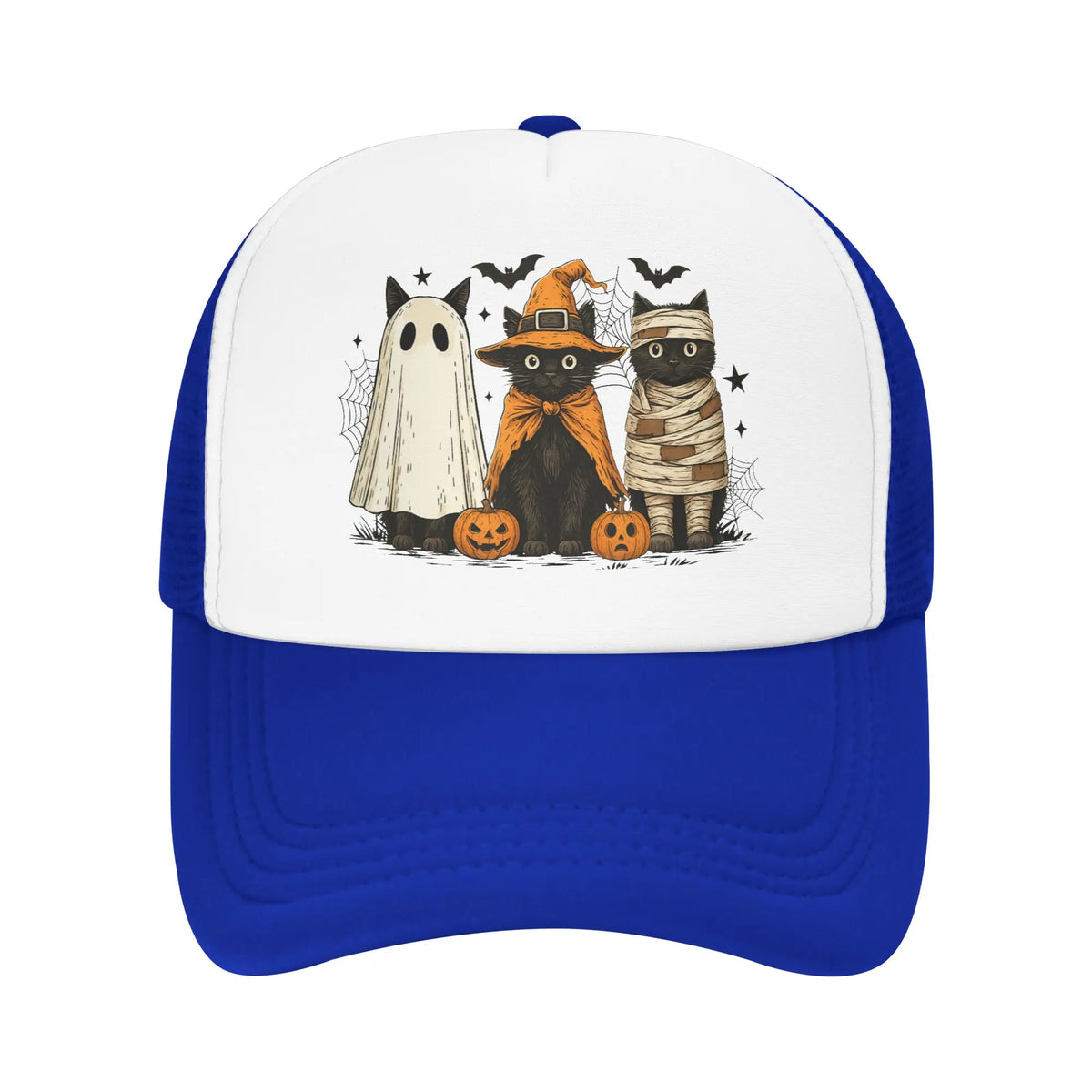 Retro Black Cat Witch Scary Halloween Pumpkin Baseball Cap