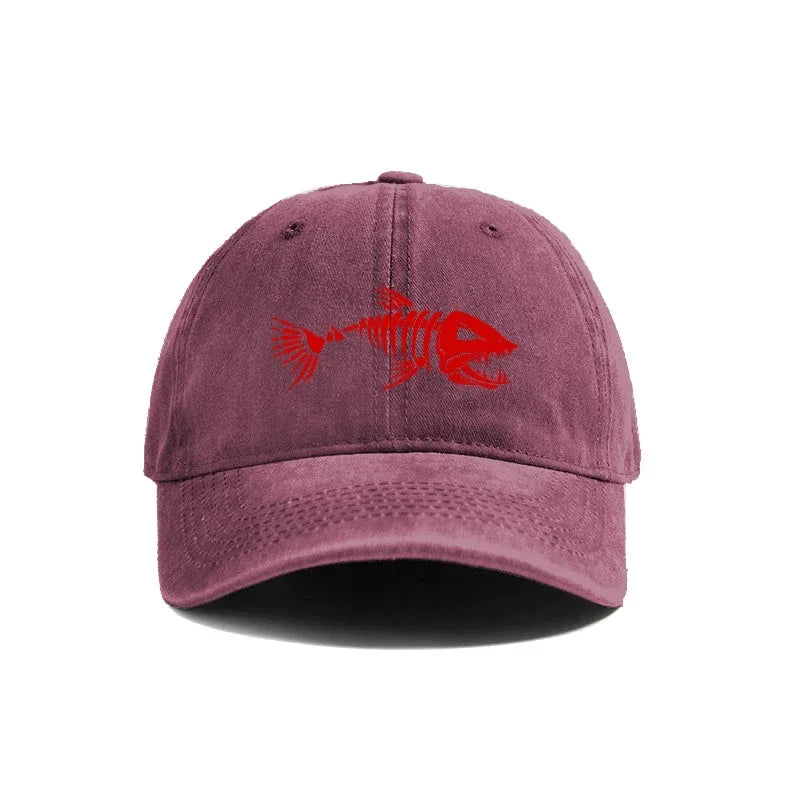 Fishing Skeleton Fish Bone Caps Fishbone Baseball Cap