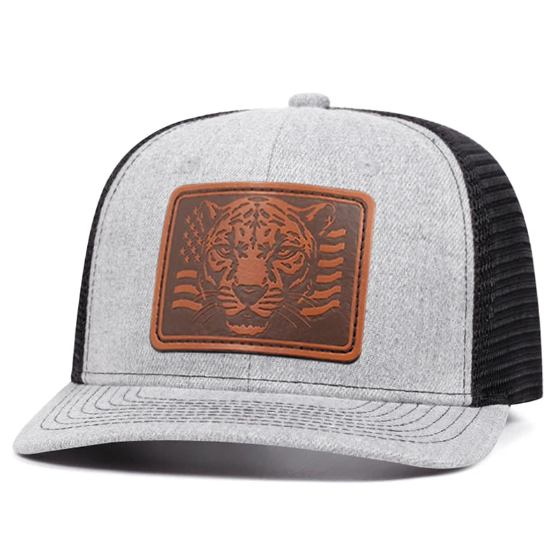 Mesh Hat Richardson Label Leopard Printed Snapbcak Caps