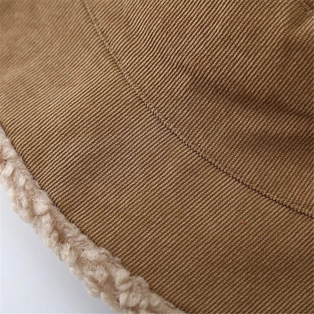 Lambswool Winter Bucket Hat Soft Thickened Cold Weather Panama Hat Warm