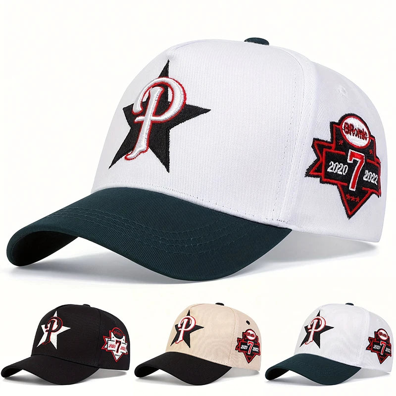Unisex P letter Embroidery Baseball Caps Sunscreen Hat Sports Cap