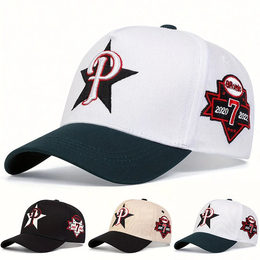 Unisex P letter Embroidery Baseball Caps Sunscreen Hat Sports Cap