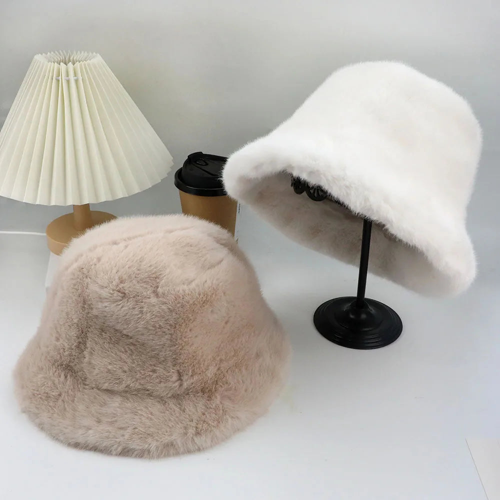 Windproof Warm Female Panama Caps Solid Fashion Bucket Hat