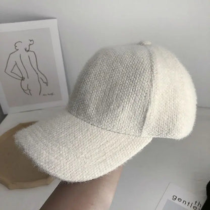 Warm Rabbit Fur Snapback Cap