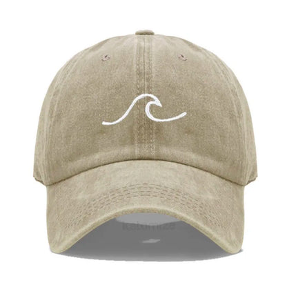 Men's Baseball Cap Women's Washed Cotton Waves Embroidery Embroidery Sport Golf Caps For Man