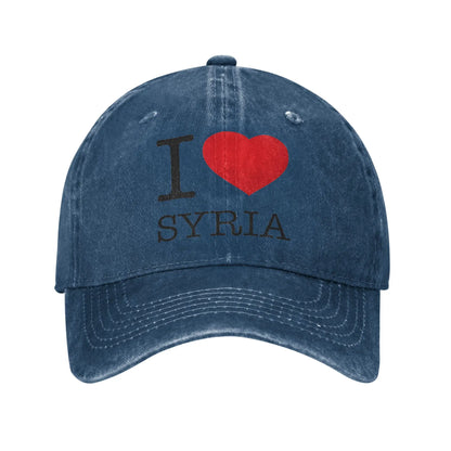 Syrian Flag Heartbeat Sun Baseball Cap I Love Syria Map Cool Female Male