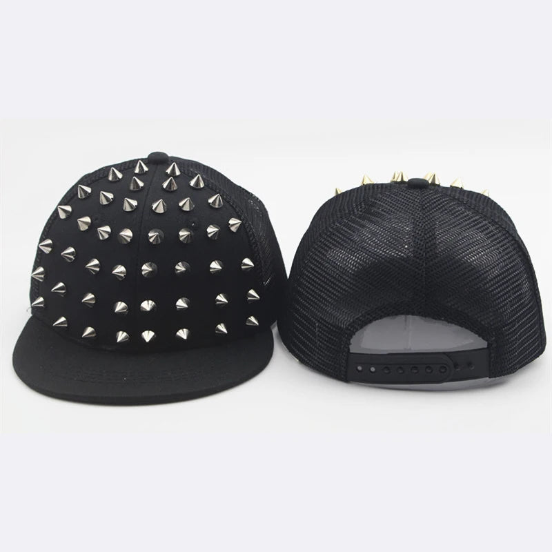 Men Women Rivet Hat Punk Rock Hip Hop Stud Baseball Cap Y2K Snapback Outdoor