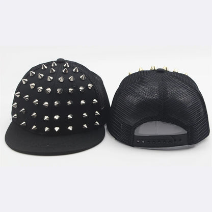 Men Women Rivet Hat Punk Rock Hip Hop Stud Baseball Cap Y2K Snapback Outdoor