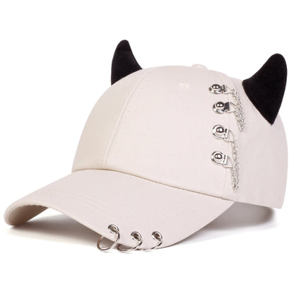 Unisex Circular Lron Ring Cow Horn Personality Baseball Caps