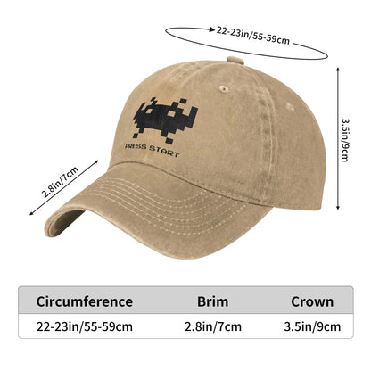 Vintage Space Invaders Baseball Cap Snapback Cap Press Start To Play
