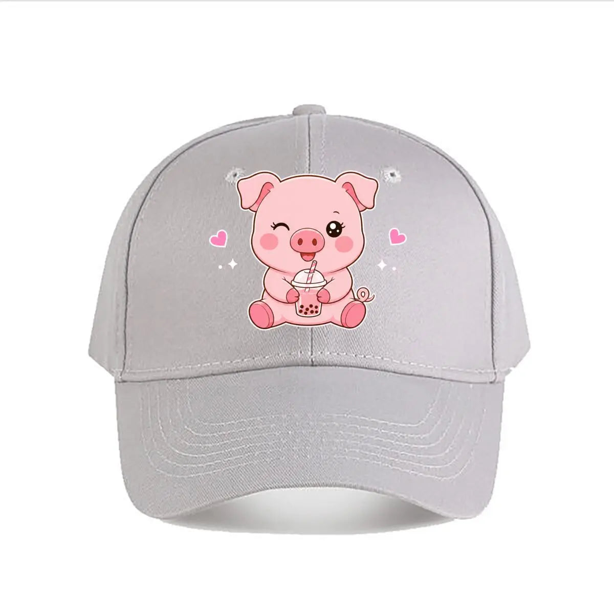 Pink Pig Bubble Tea Baseball Cap