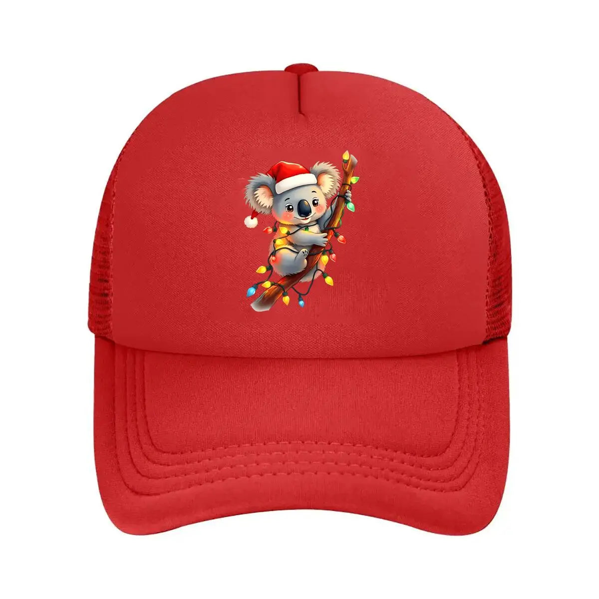 Christmas Koala Santa Hat Lights 2026 Mesh Baseball Cap