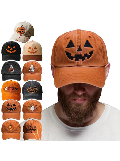 Halloween Pumpkin Face Baseball Hat For Women Men